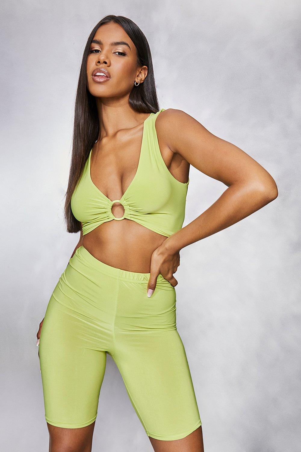 Ribbed Sculpted Seamless Crop Top and Biker Shorts Set