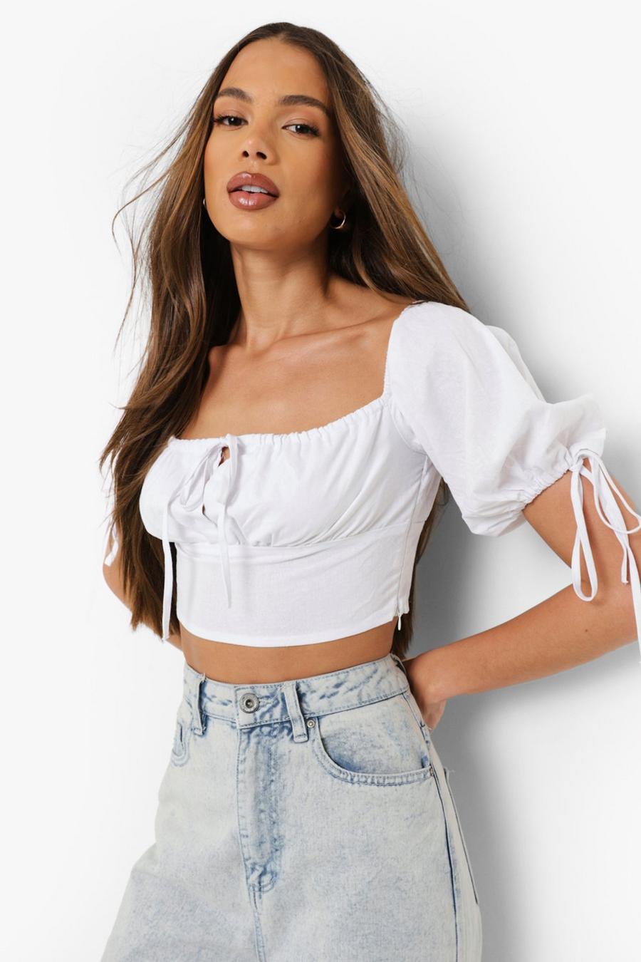 White Off Shoulder Puff Sleeve Top image number 1