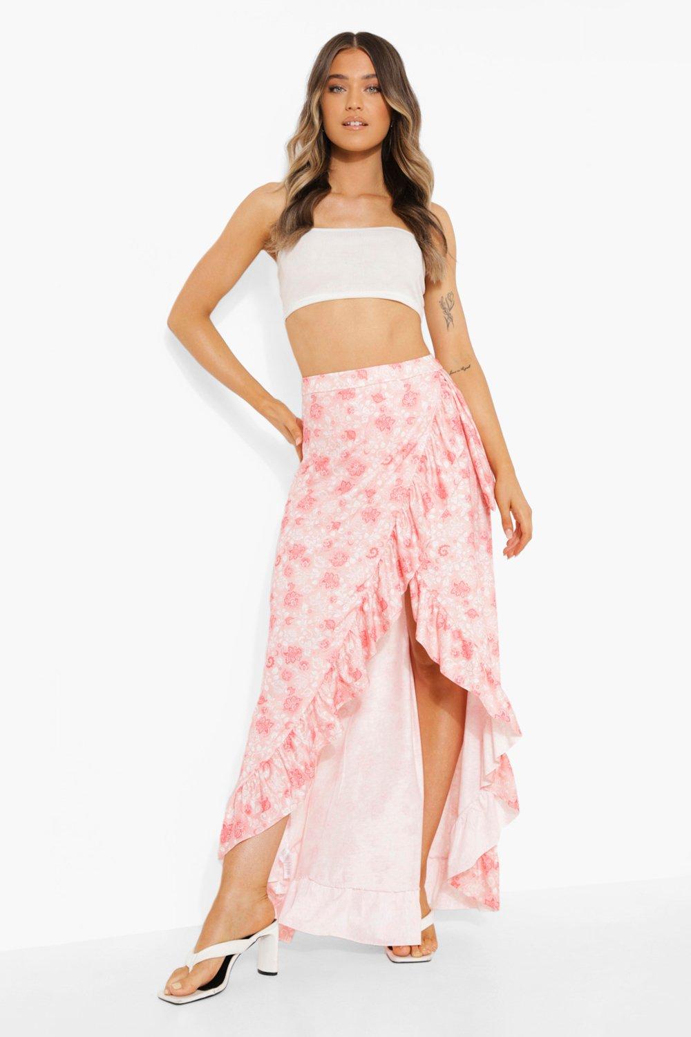 Paisley Jersey Wrap Maxi Skirt boohoo NZ