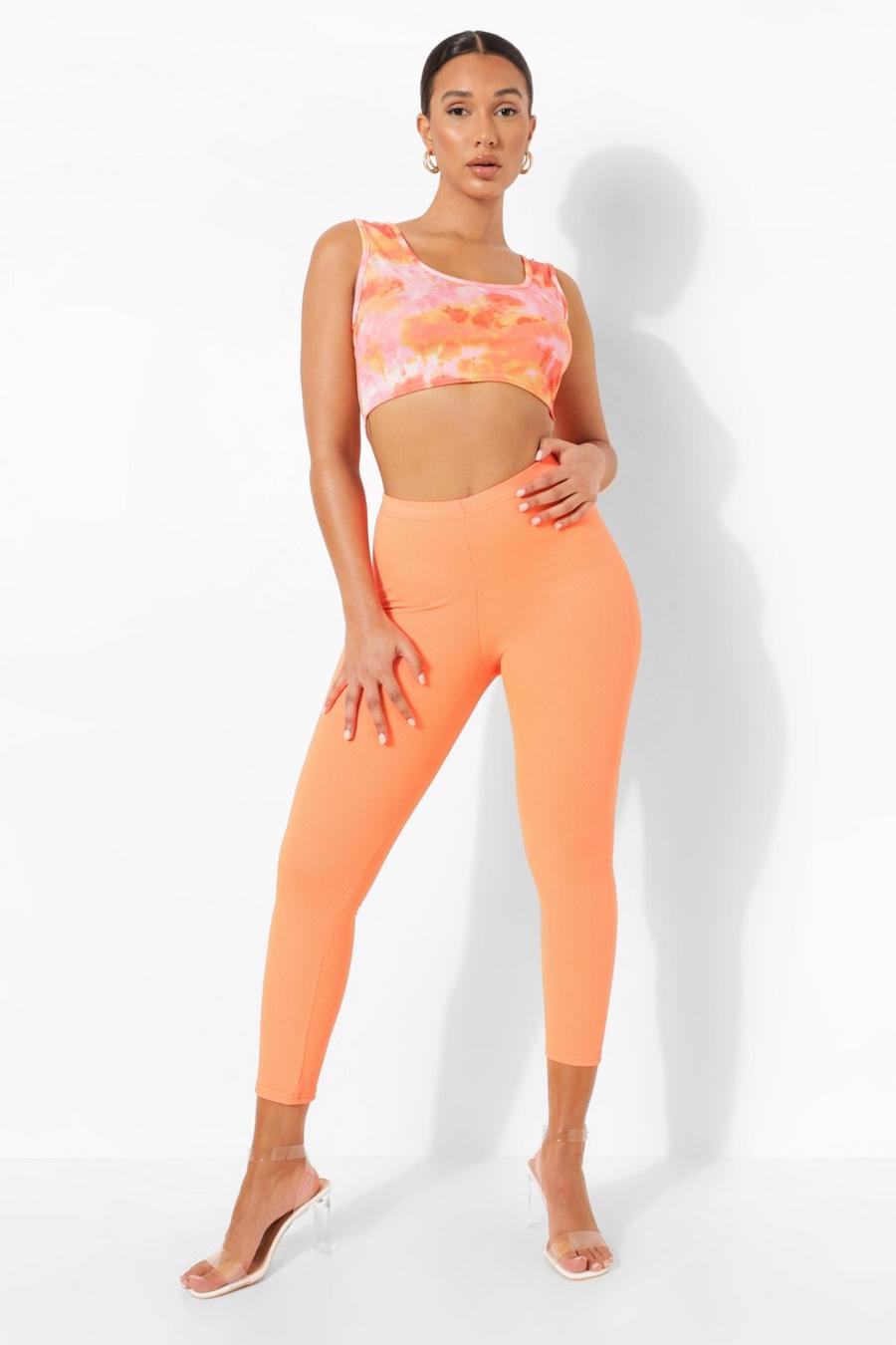 Neon-orange Ribbade leggings image number 1