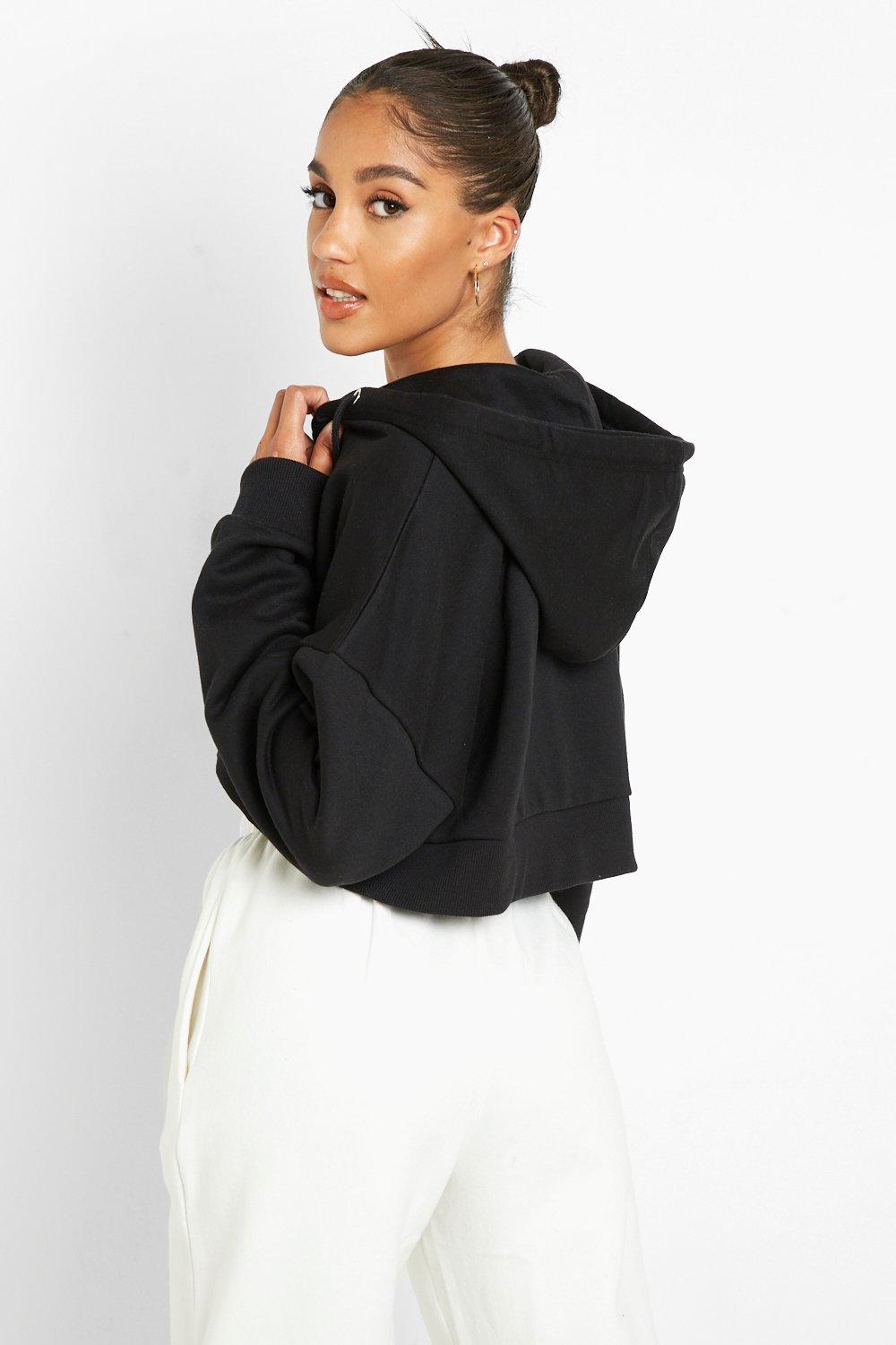 Black cropped outlet zip up jacket