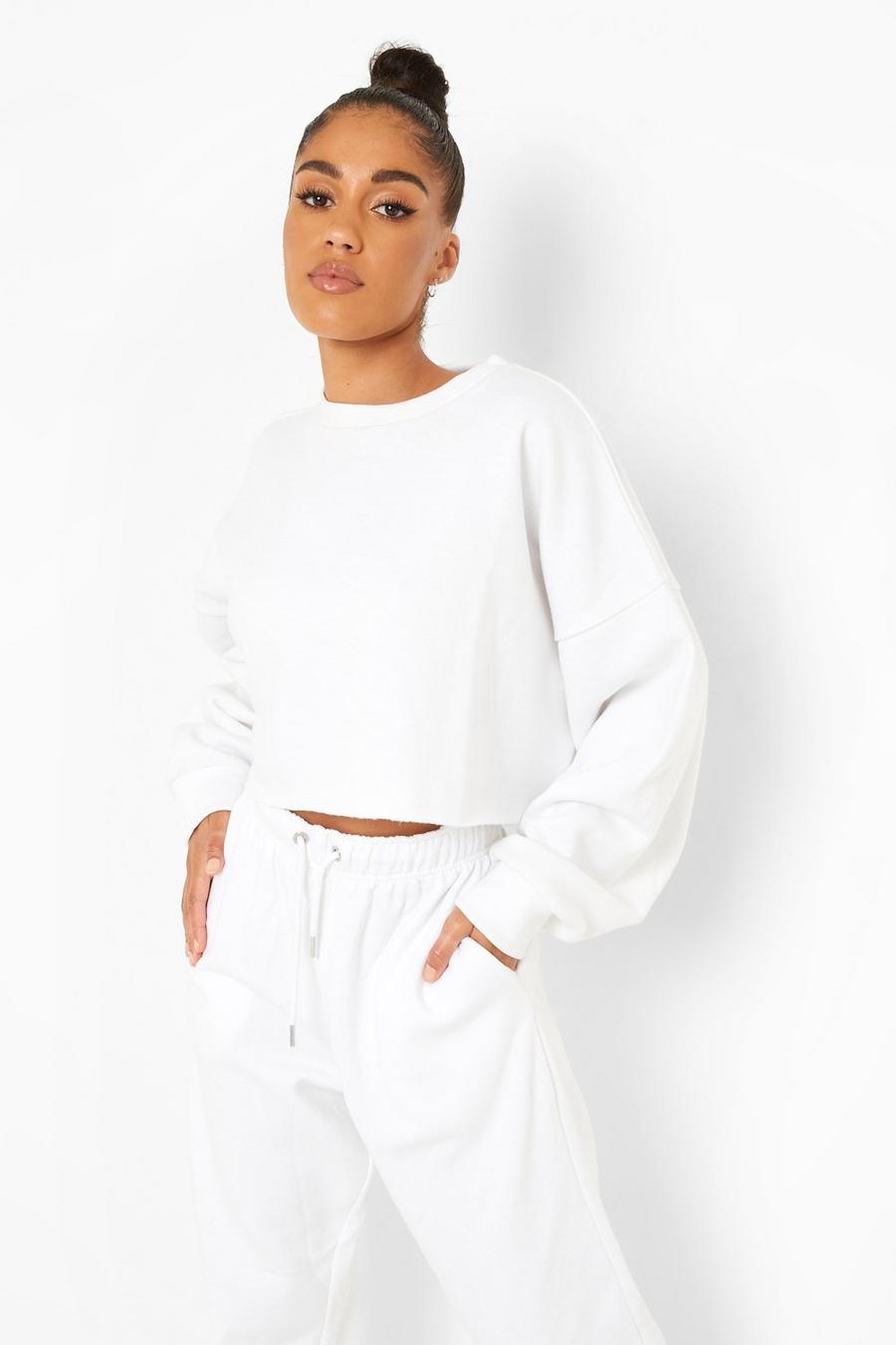 White Cropped Sweater image number 1