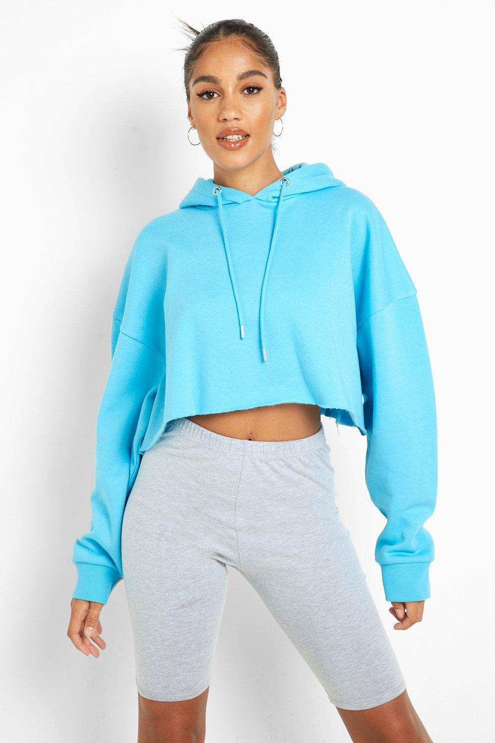 ililil Neon Blue high neck Jersey hoodie