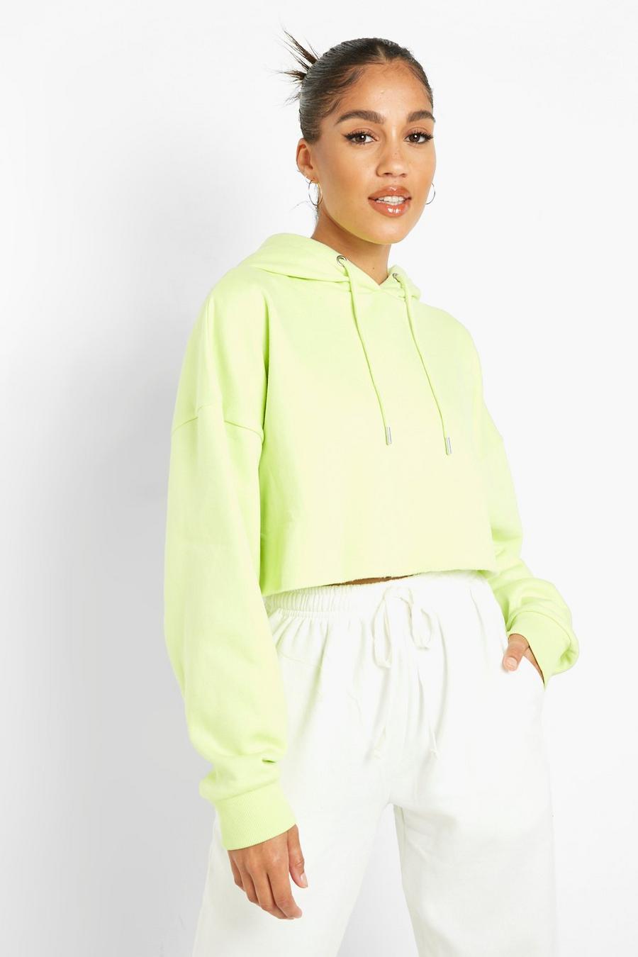 Lime green Cropped Hoodie image number 1