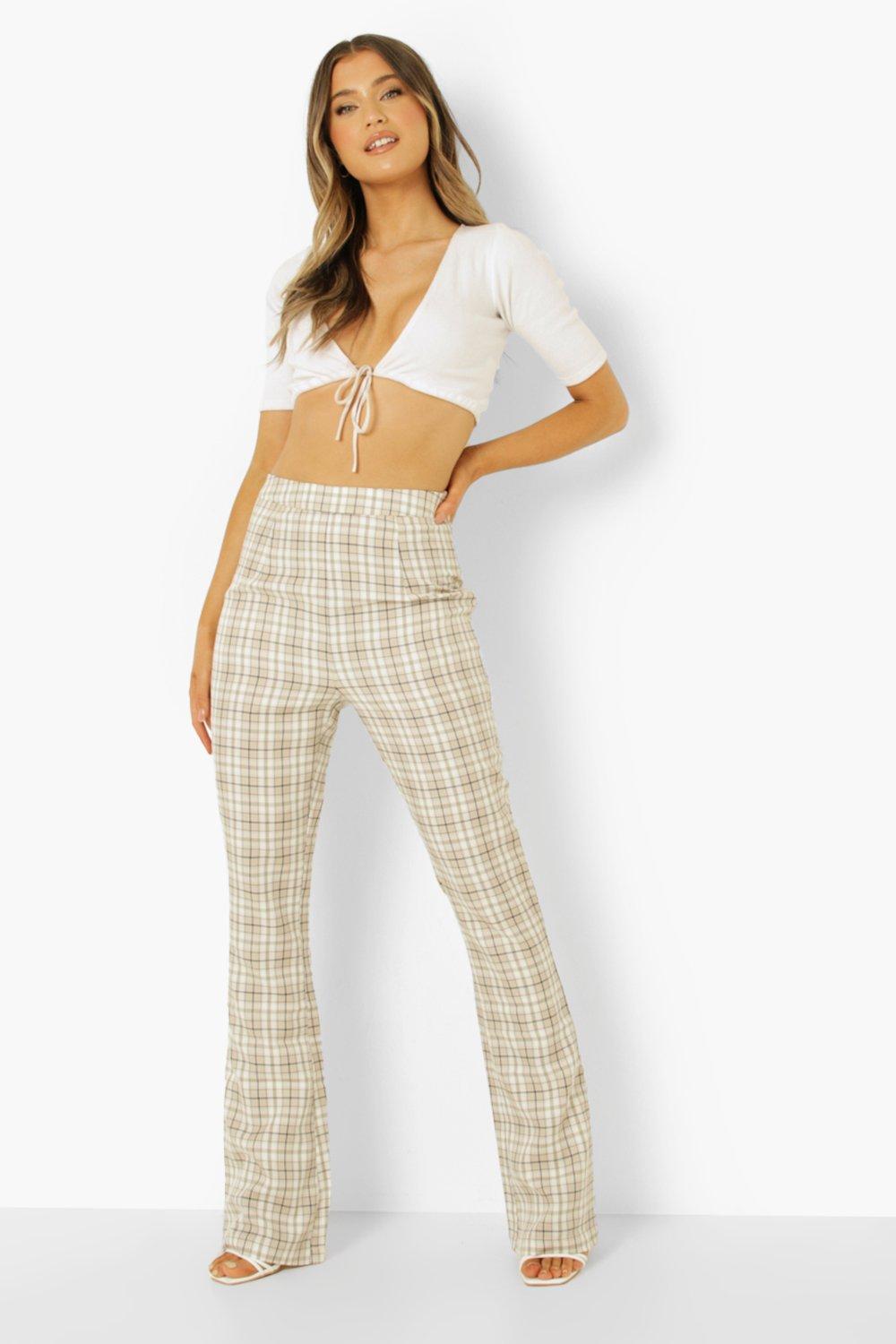 Woven Check Flare Pants