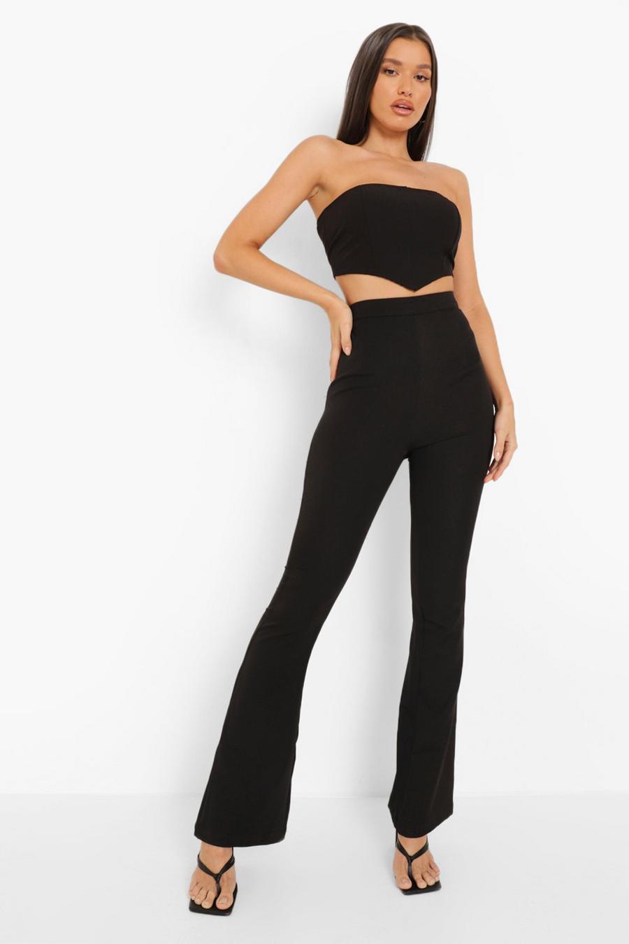 Black Woven Flare Pants image number 1