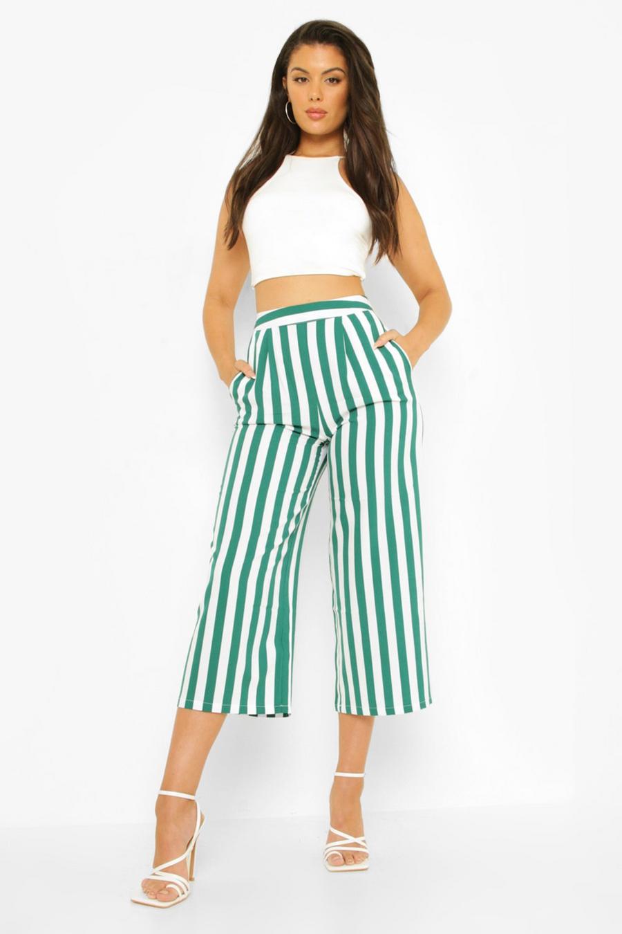 Mint Stripe Woven Culotte image number 1