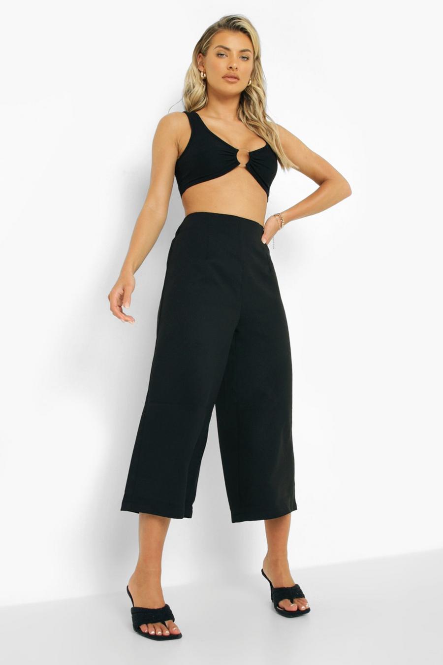 Black Clean Cut Woven Culotte image number 1