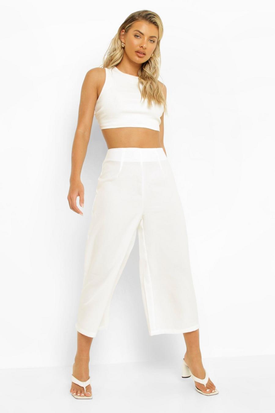 Pantaloni culottes taglio semplice, White image number 1