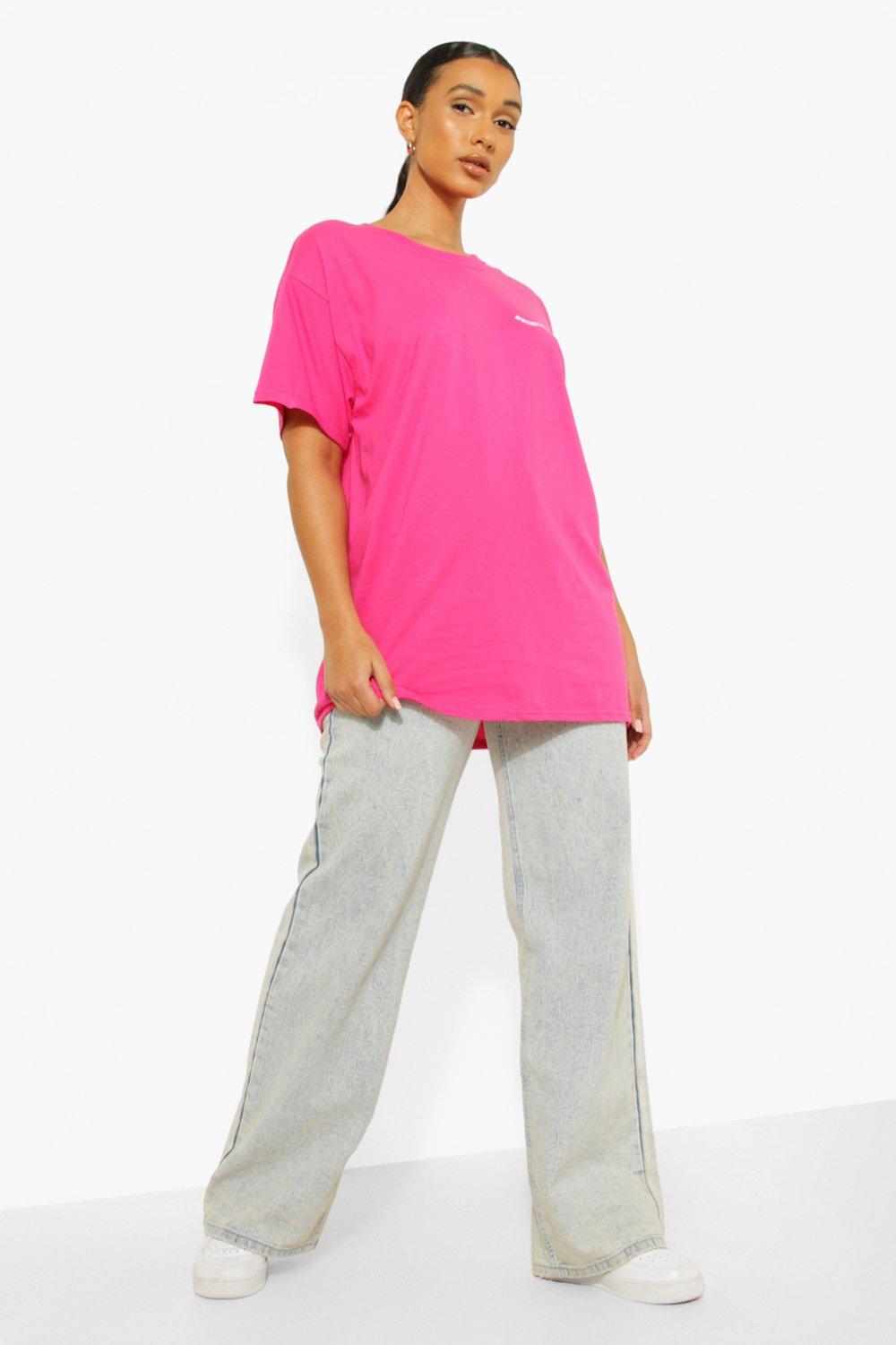 Cotton Bright Pink Oversized T-Shirt