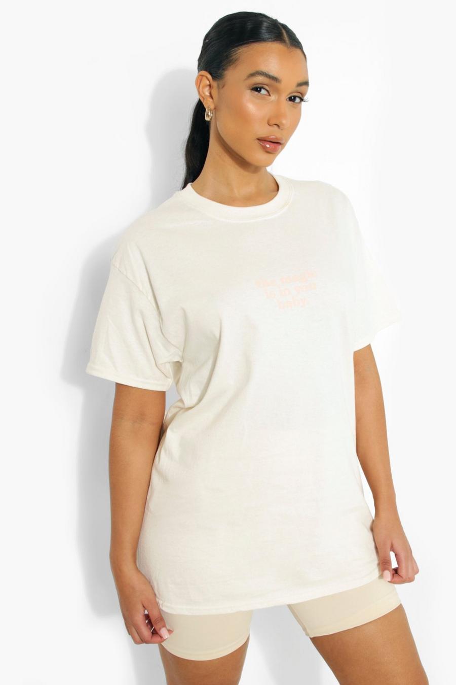 Ecru Oversized Cotton Magic T Shirt image number 1