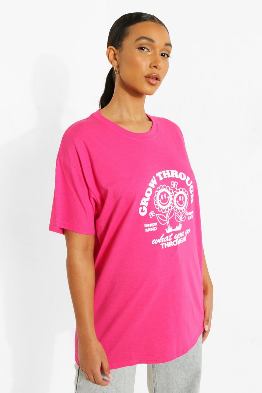 Magenta Oversized Cotton Grow Through T Shirt image number 1