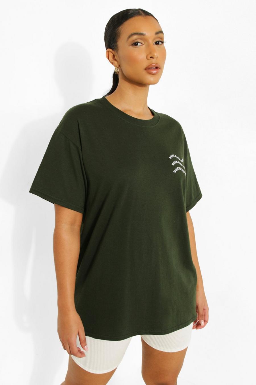 Green Oversized Cotton Mini Slogan T Shirt image number 1