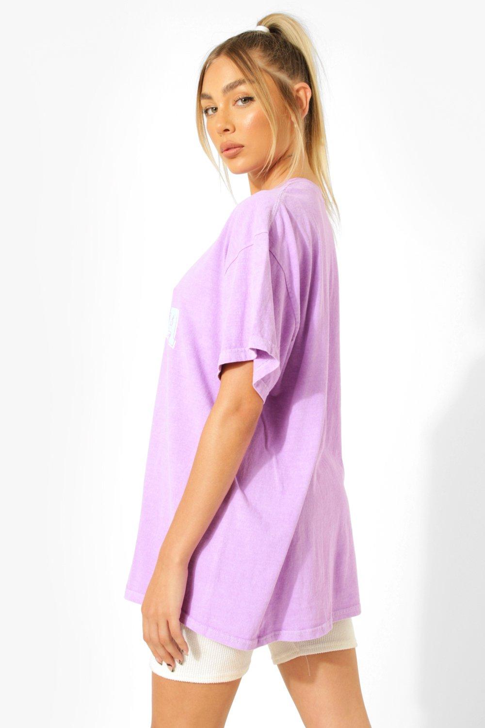 boohoo Womens Plus Overdyed T-Shirt Dress - Purple 16