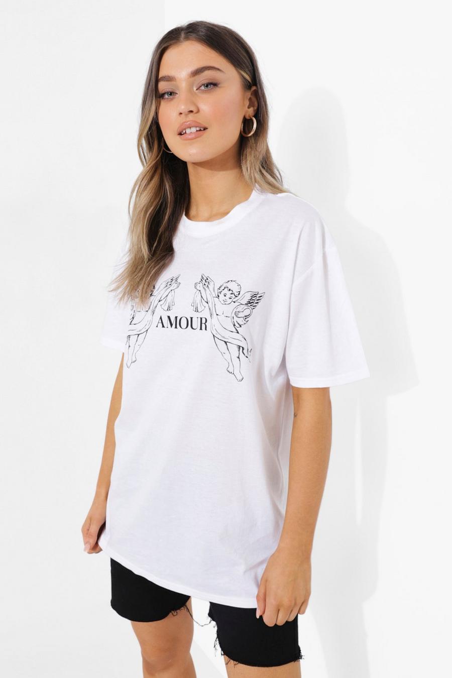 Oversize T-Shirt mit Amour Print , White image number 1