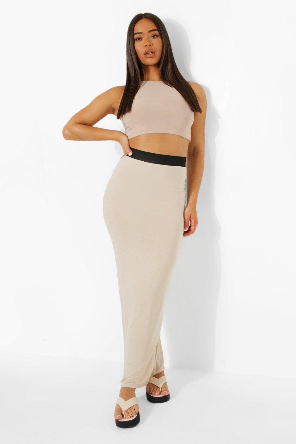 boohoo jersey maxi skirt