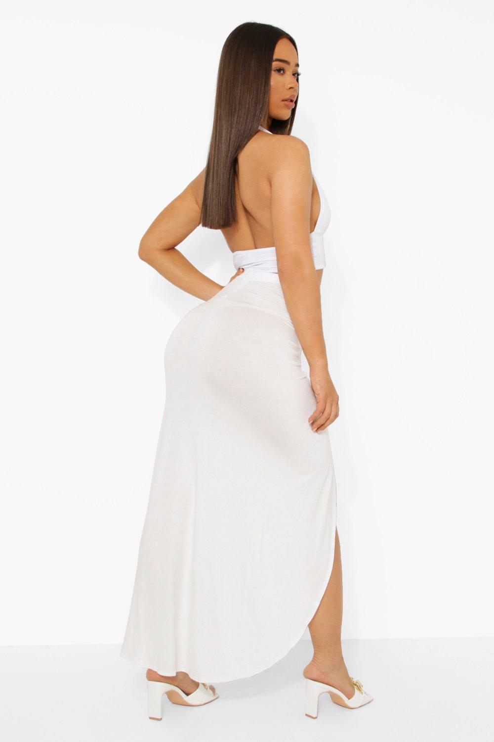 White jersey maxi skirt uk store