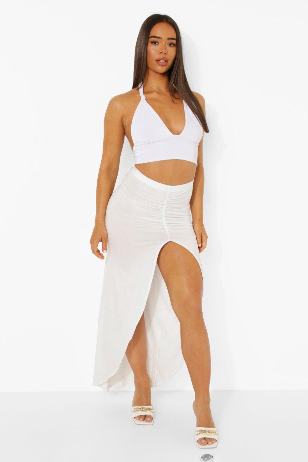 Boohoo white maxi outlet skirt