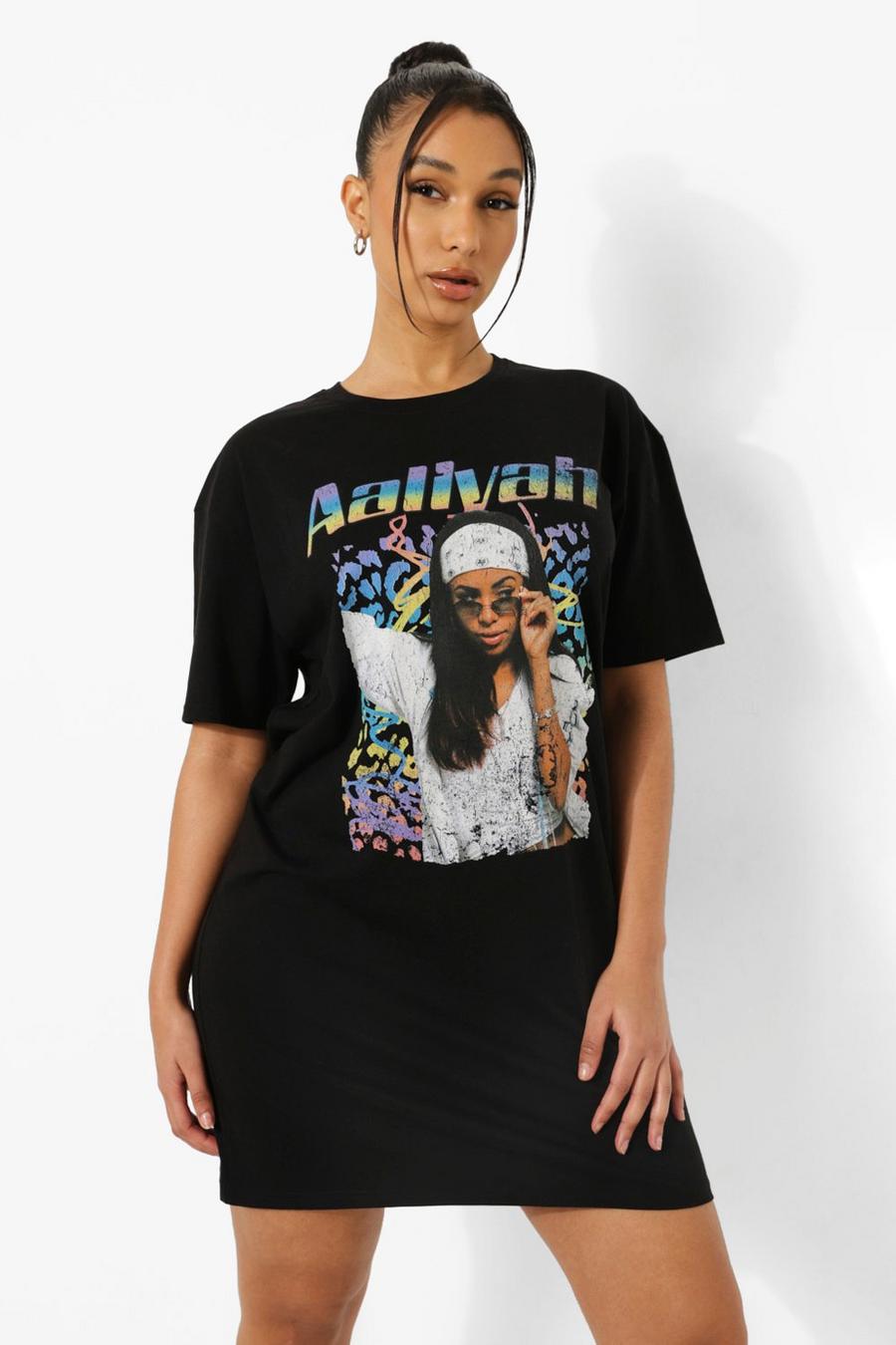 Black Aaliyah Licence T Shirt Dress image number 1