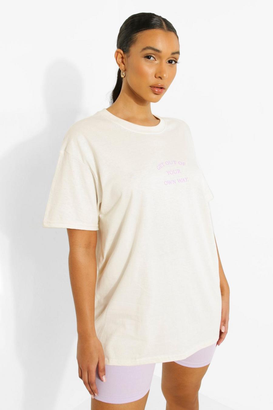 Ecru Oversized Cotton Own Way T Shirt image number 1