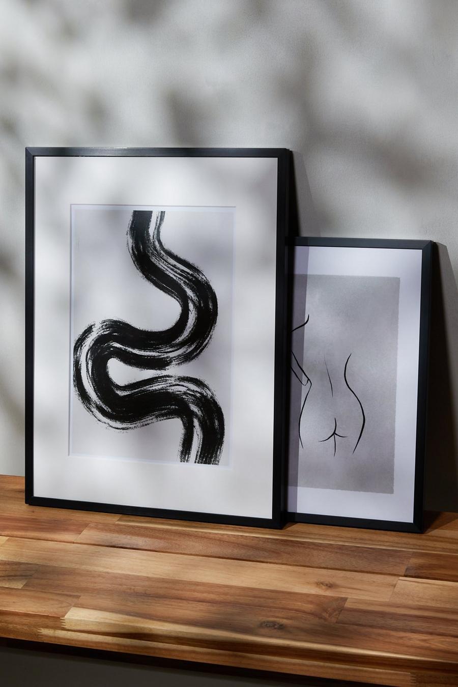 שחור Peechy Prints הדפס בגודל A4‏ Black Swirl image number 1