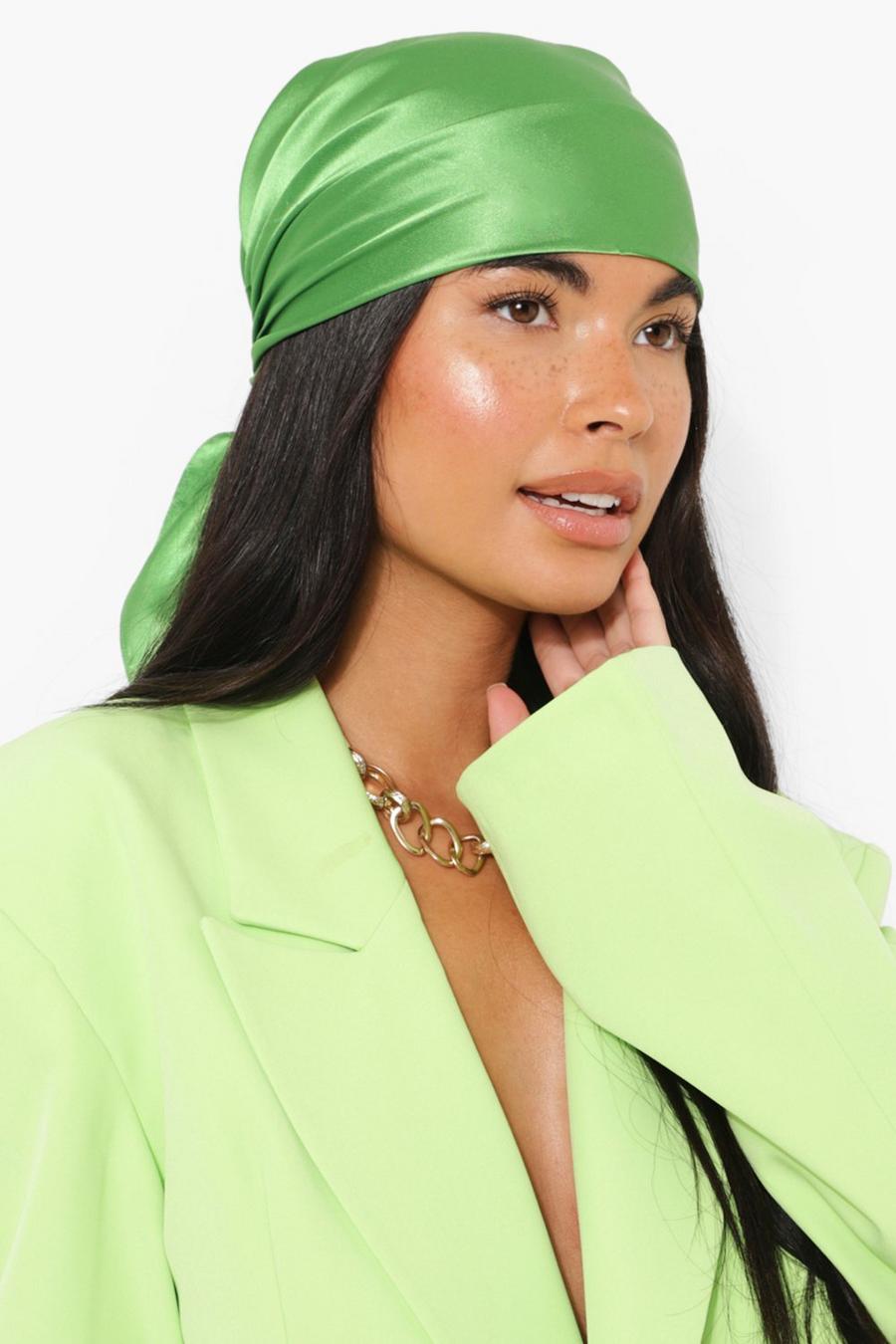Pack de 2 pañuelos para la cabeza en verde lima y blanco, Lime image number 1