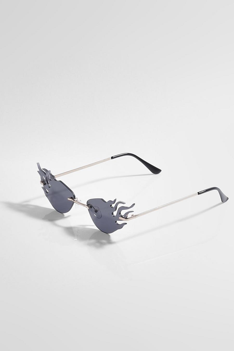 Black Flamed Shaped Rimless Tinted Sunglasses image number 1