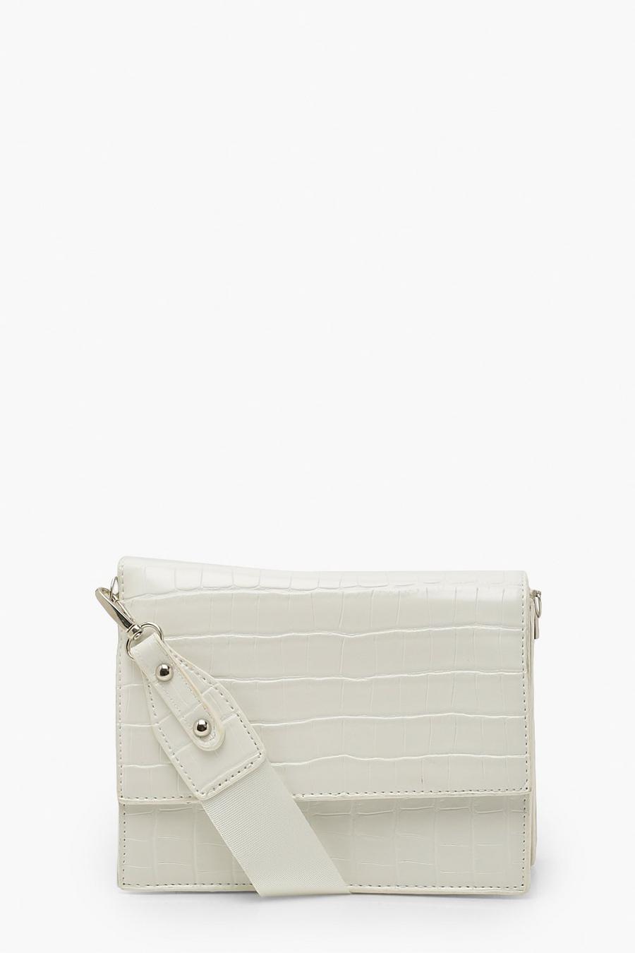 Cream white Croc Mini Flap Bag