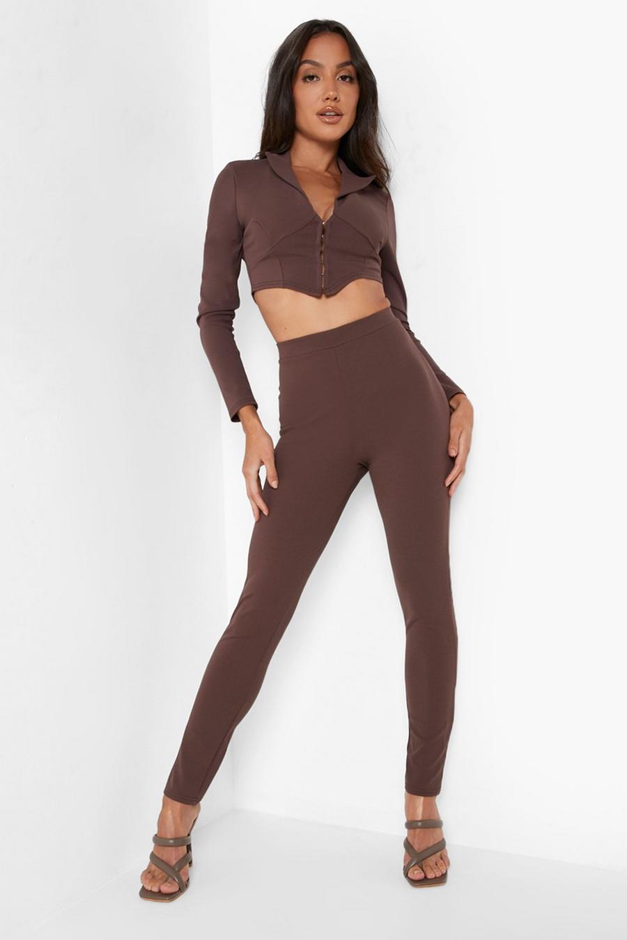 Chocolate Tailored Slim Leg Trousers image number 1