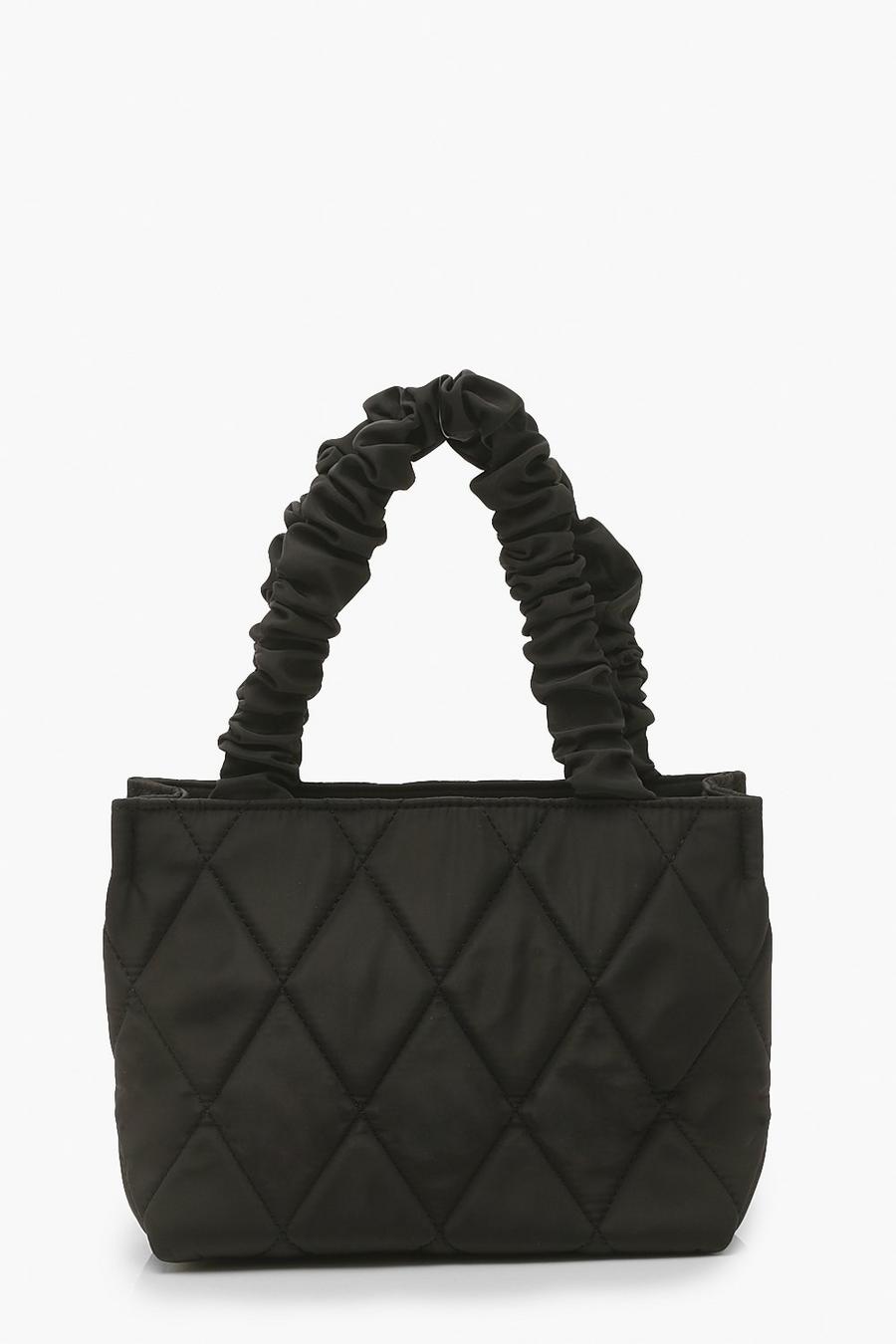 Quilted Nylon Tote Bag With Ruched Handle