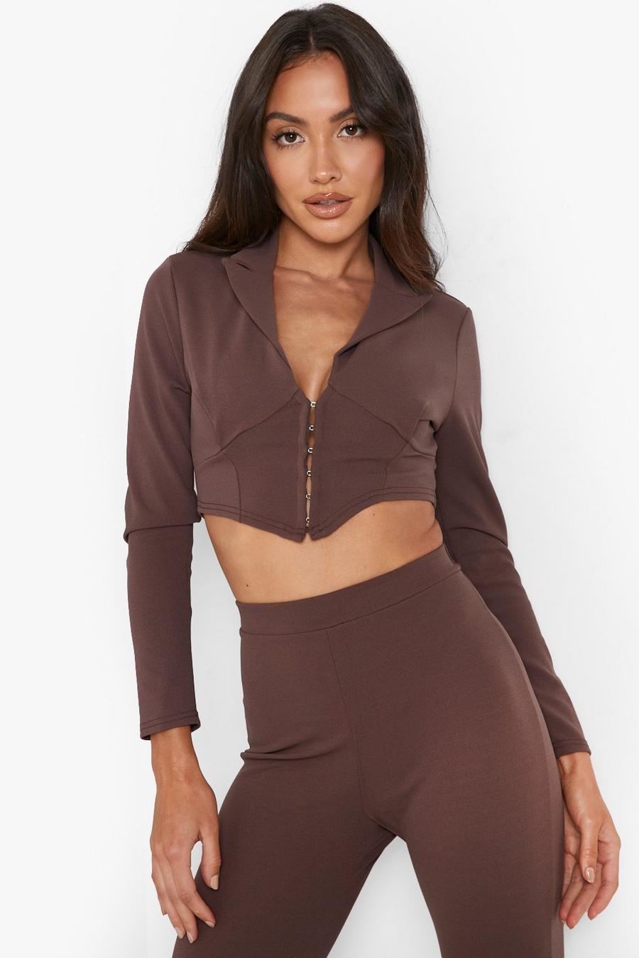 Chocolate Corset Cropped Blazer image number 1