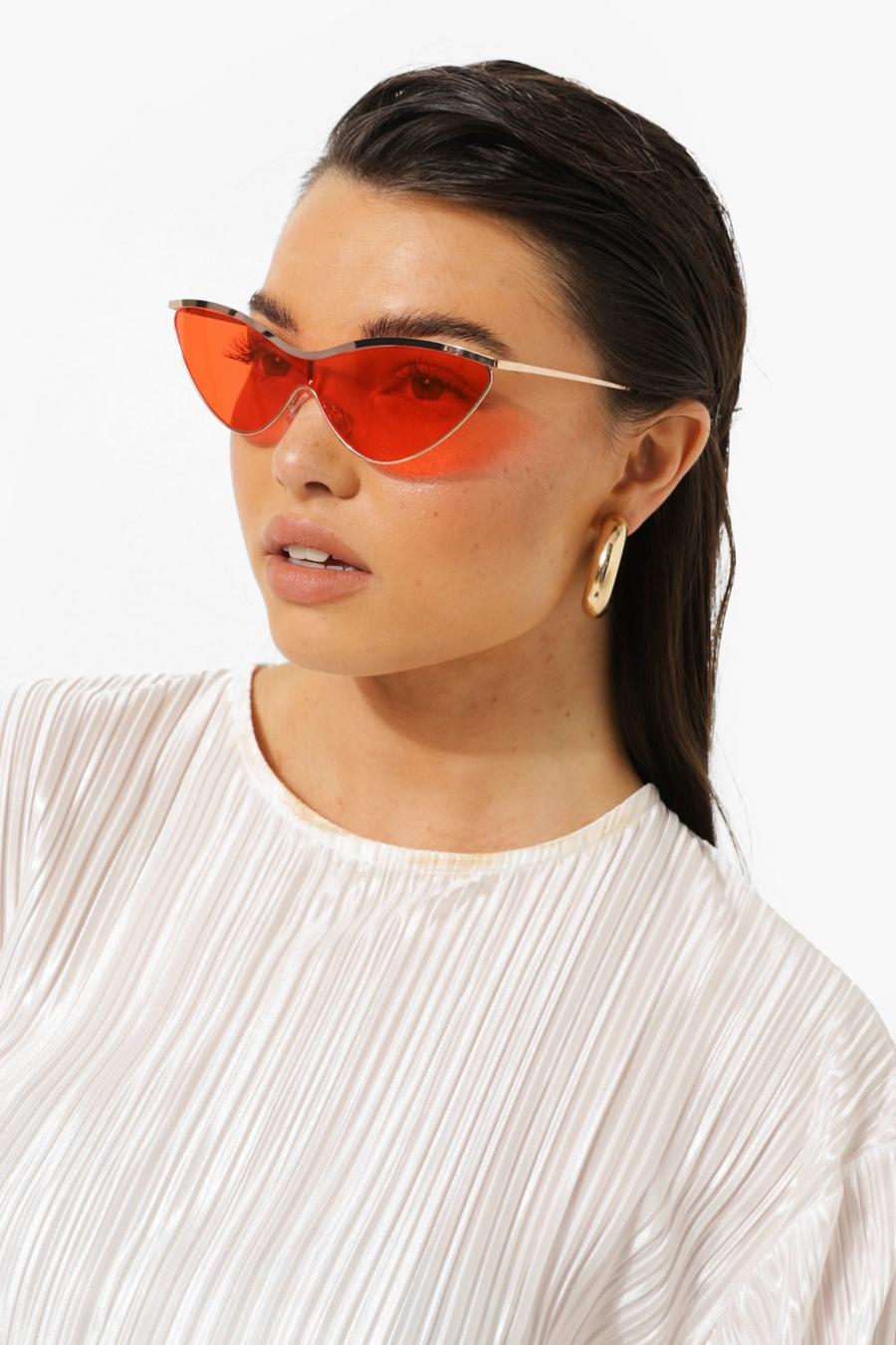 Getönte Cat-Eye-Sonnenbrille mit roten Gläsern, Flame red image number 1