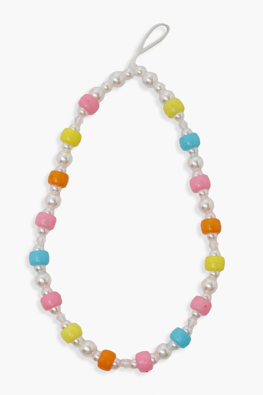 Multi Colour Pop Pearl Beaded Phone Charm image number 1