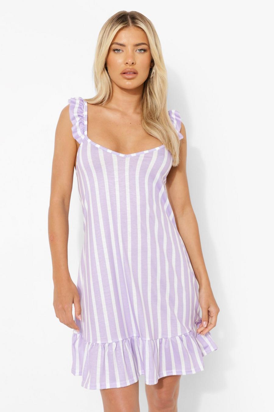 Mauve/White Mini Stripe Ruffle Collection Mauve/White Mini Stripe Ruffle Collection