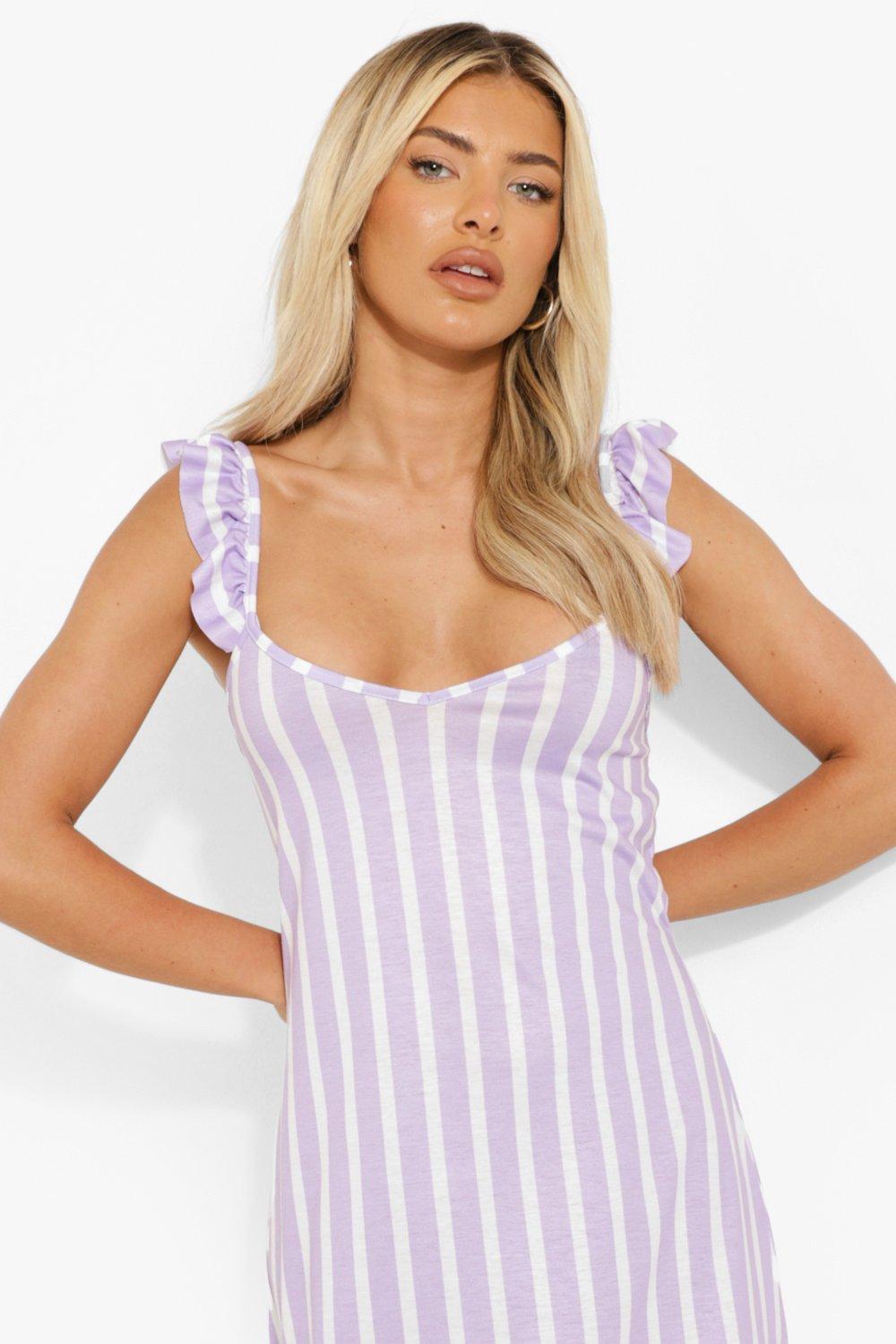 Mauve/White Mini Stripe Ruffle Collection Mauve/White Mini Stripe Ruffle Collection