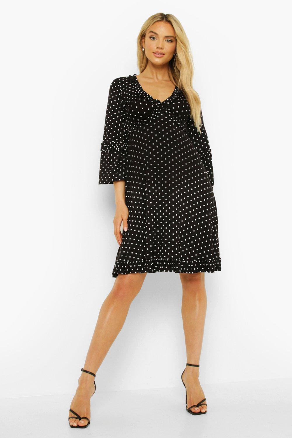 Polka Dot Ruffle Detail Smock Dress | boohoo USA