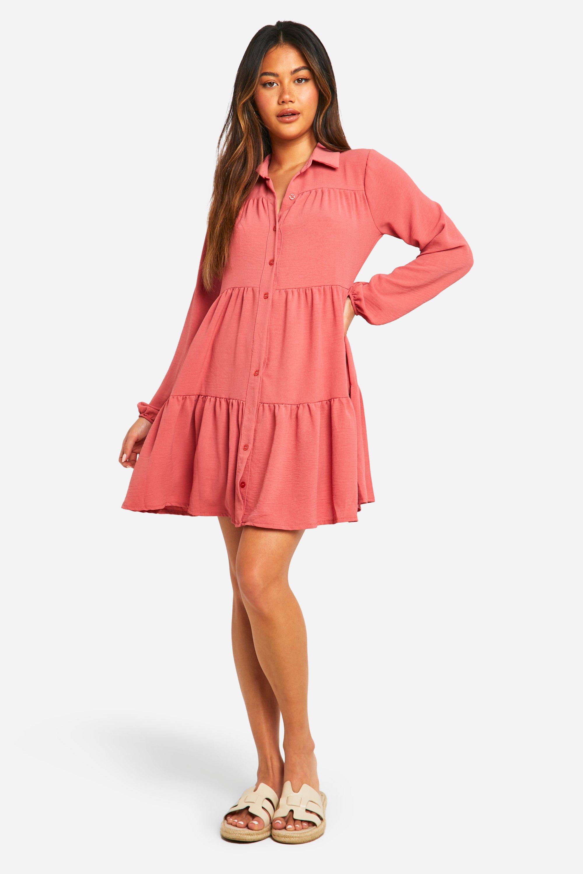 Tiered Smock Shirt Dress