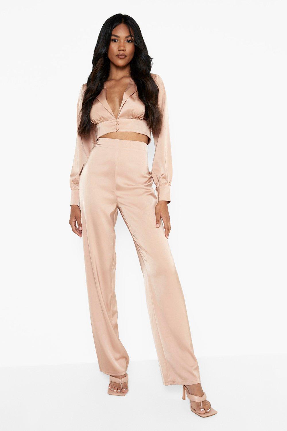 Caramel wide leg clearance trousers