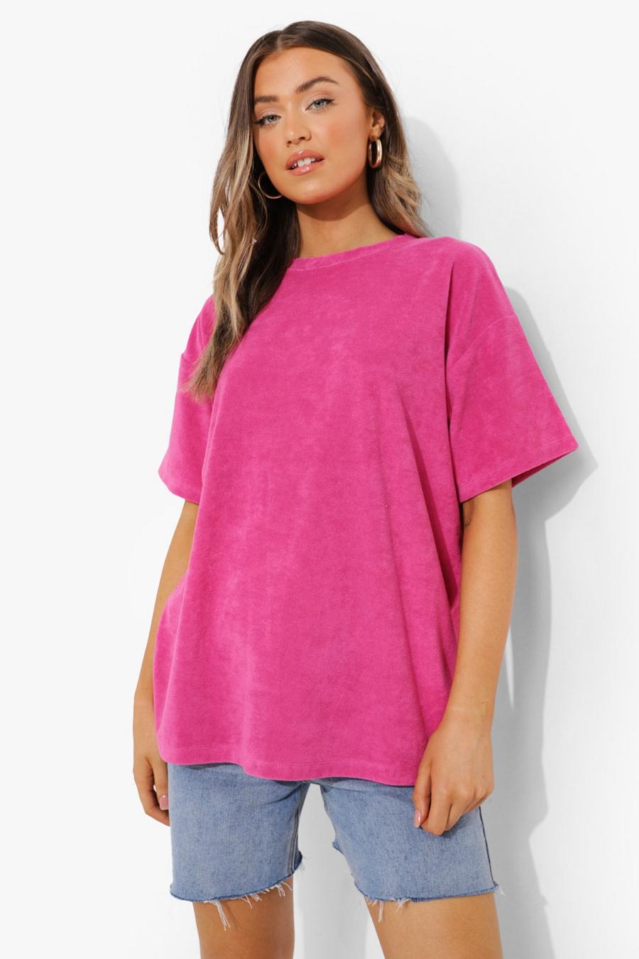 Bright pink Toweling Oversized T-Shirt image number 1