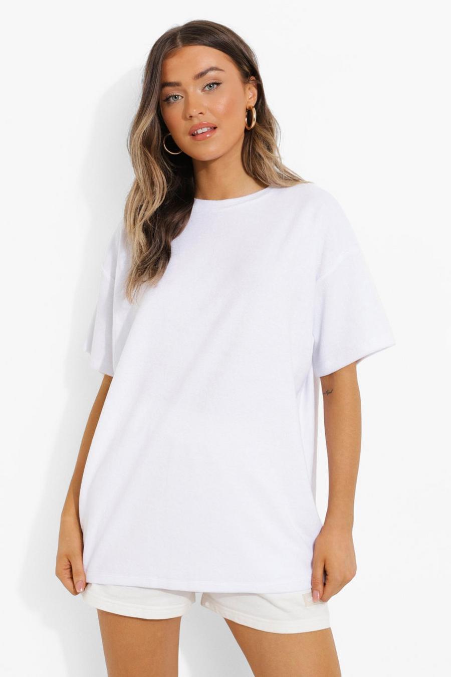 White Toweling Oversized T-Shirt image number 1