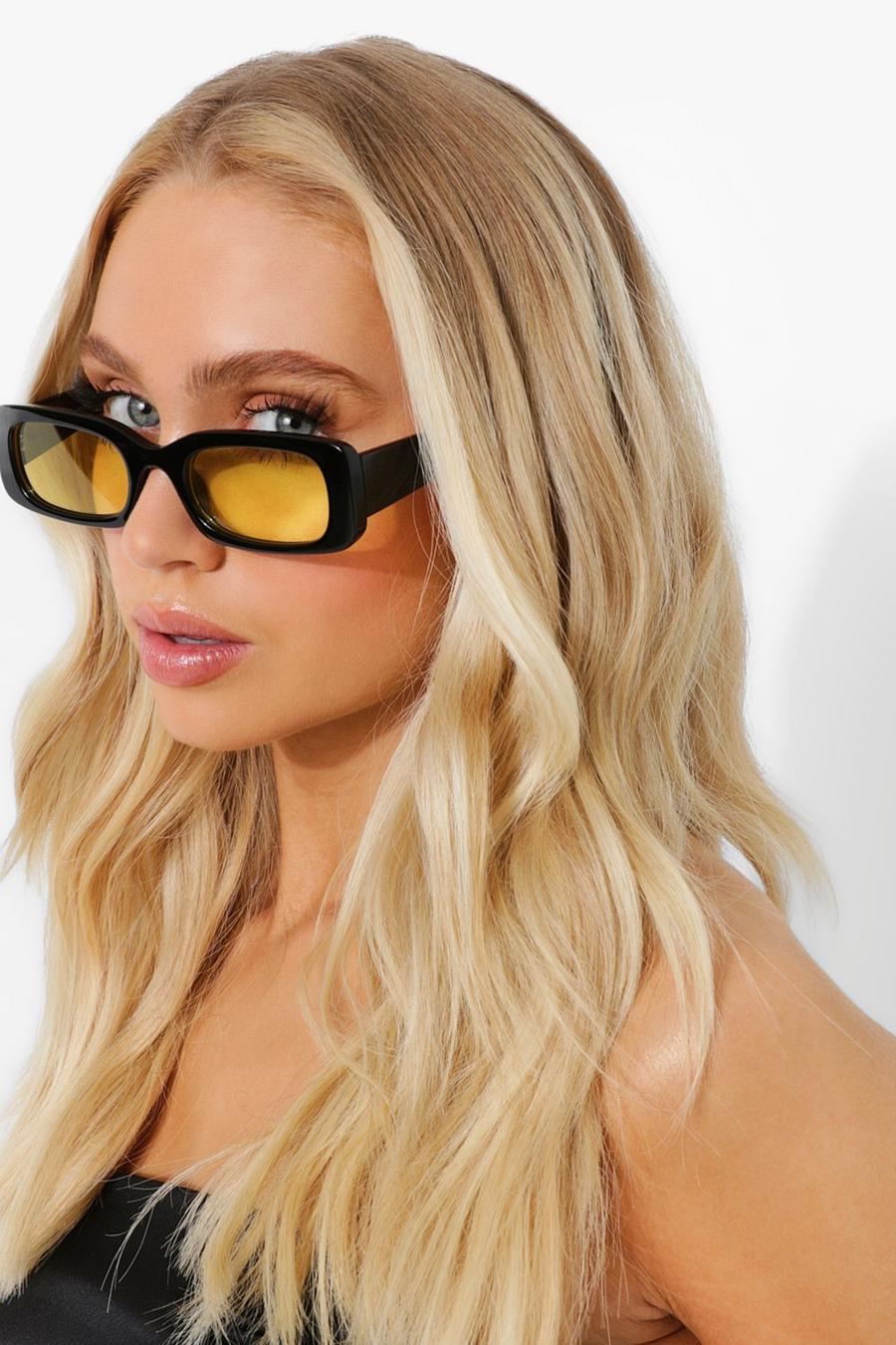 Acrylic Framed Tinted Lens Sunglasses, Neon-yellow image number 1