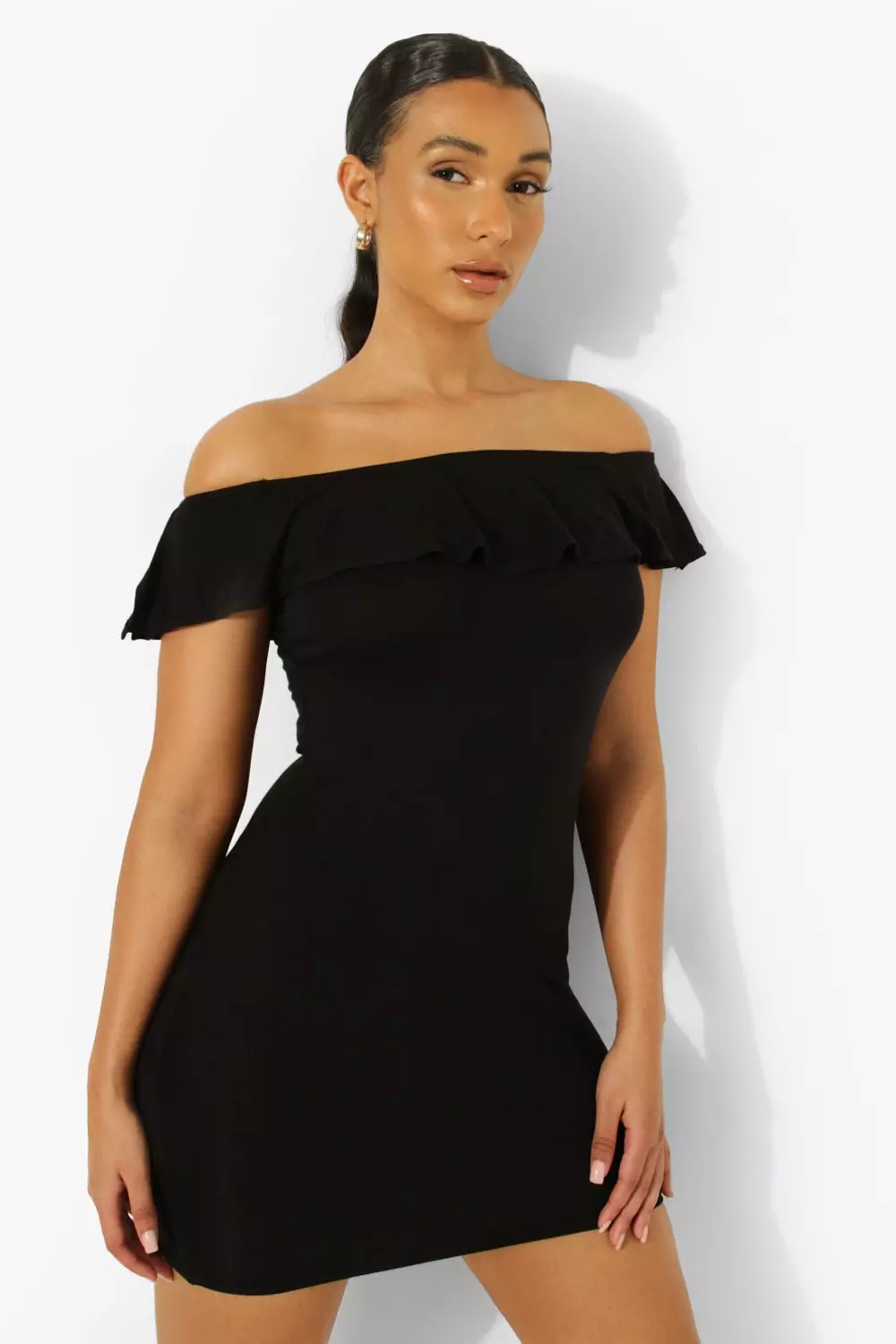 Bardot ruffle 2024 mini dress