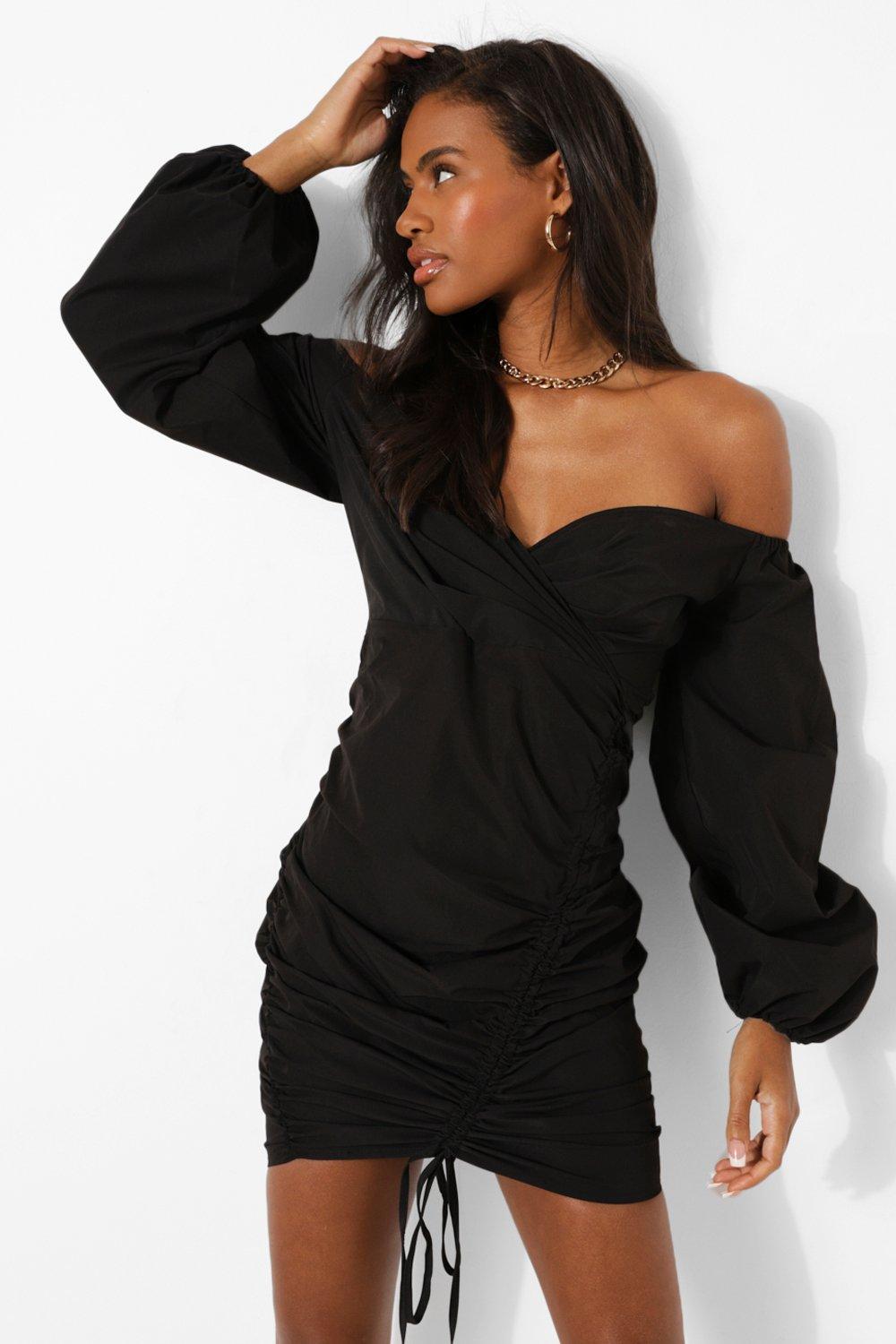 Bardot Ruched Wrap Mini Dress boohoo AU