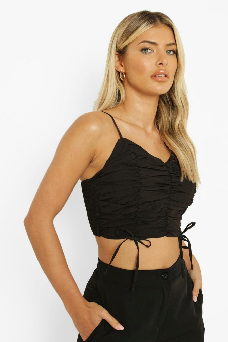Black Ruched Front Cami Top image number 1