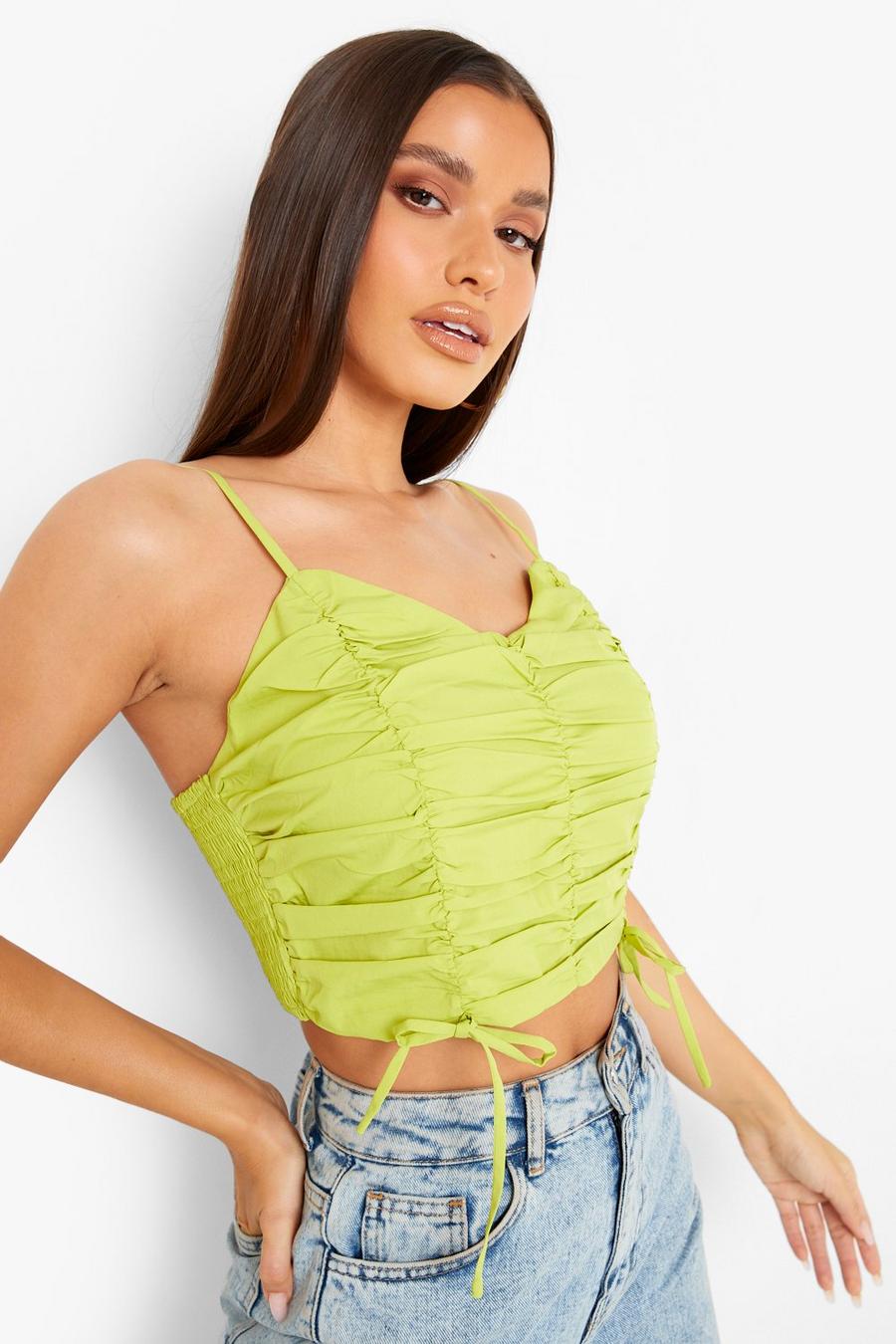 Chartreuse Ruched Front Cami Top image number 1