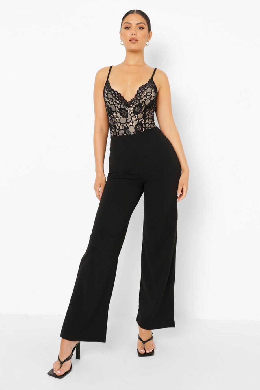 Strappy Lace Wide Leg Jumpsuit Boohoo