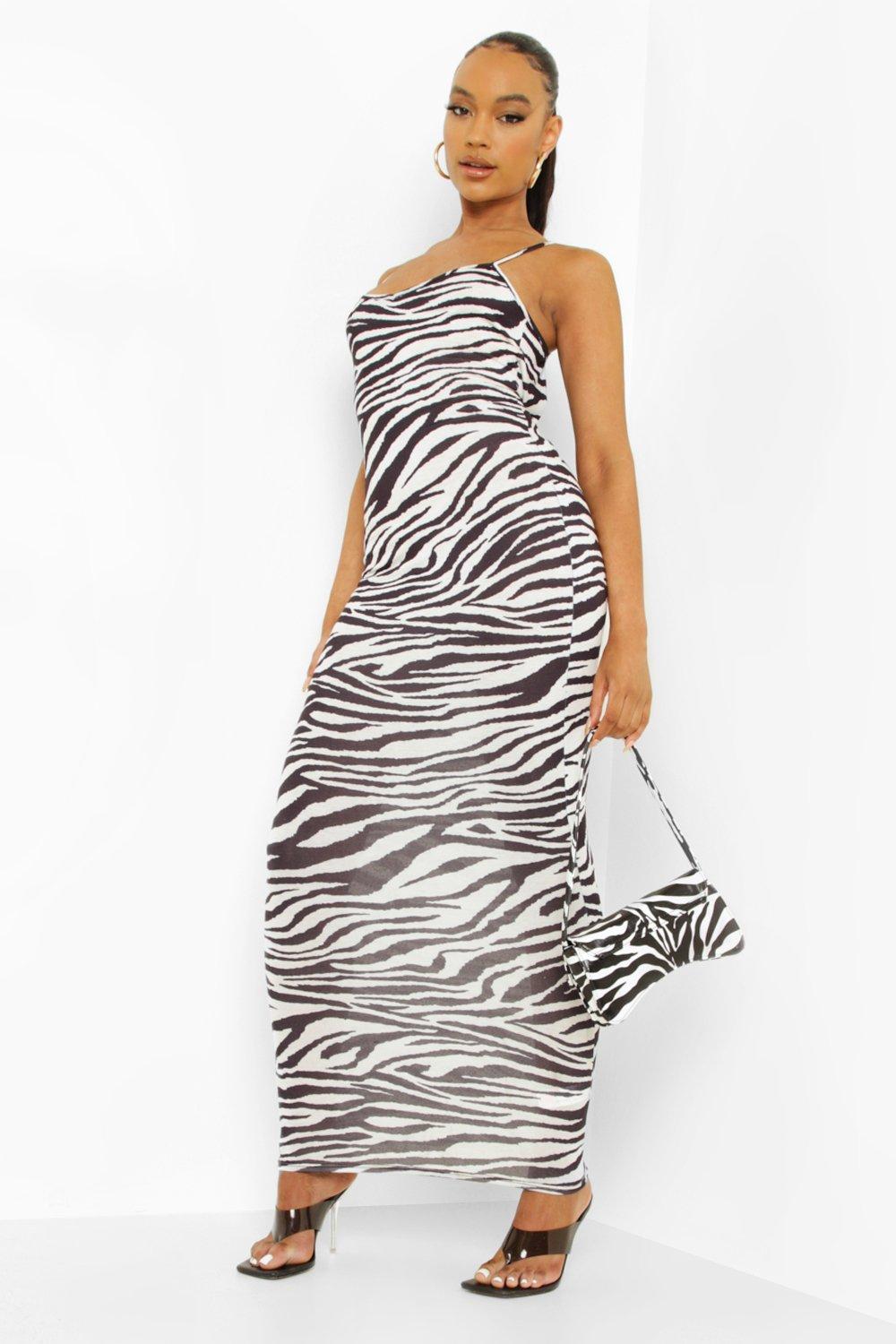 Zebra print strappy clearance dress