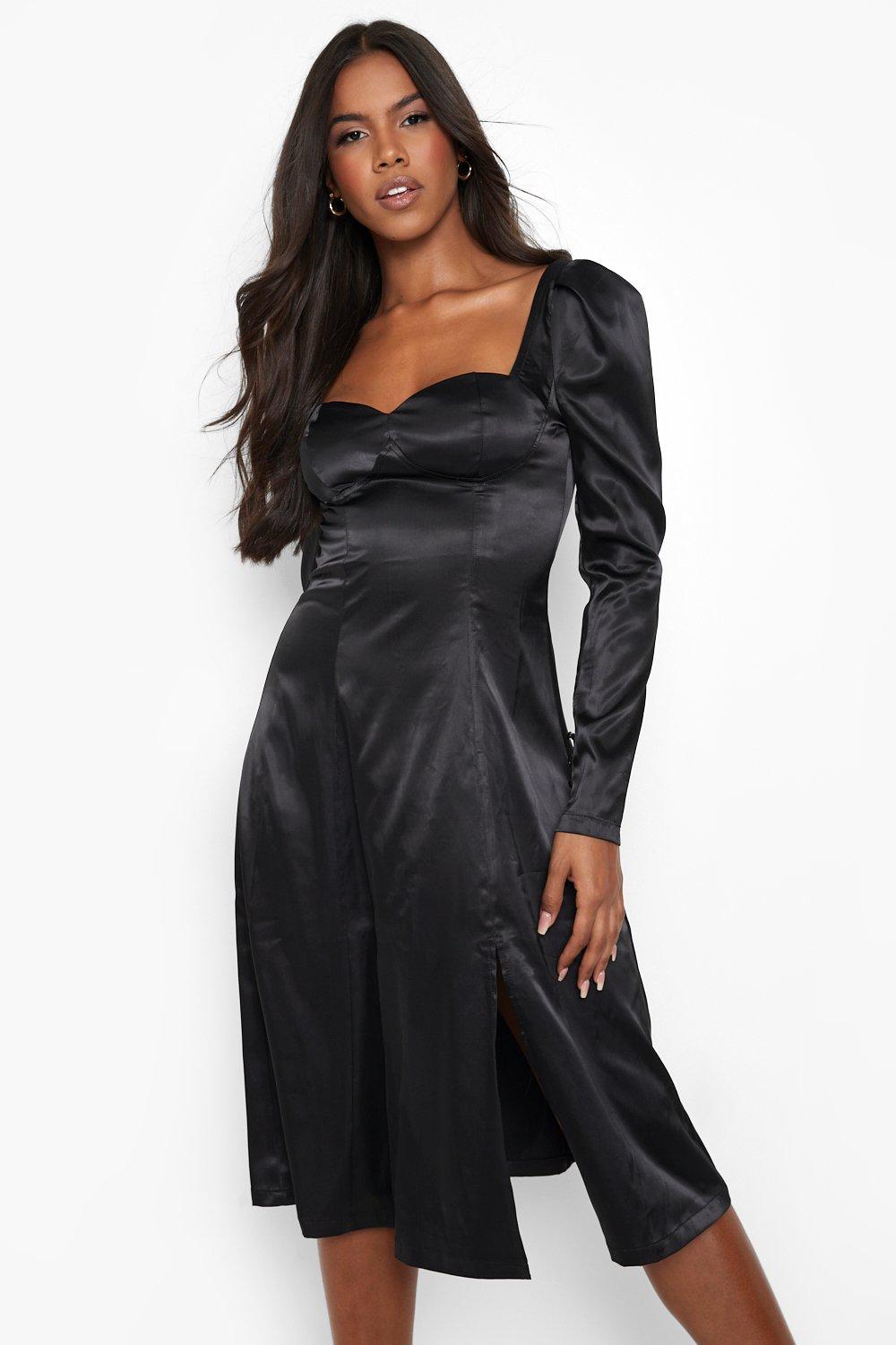 Boohoo satin midi outlet dress