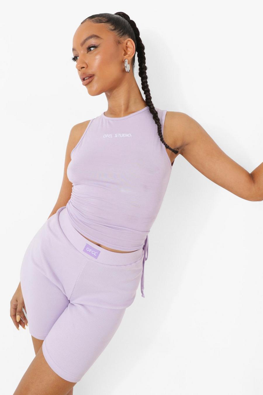Lilac Ofcl Studio Side Ruched Crop Top image number 1