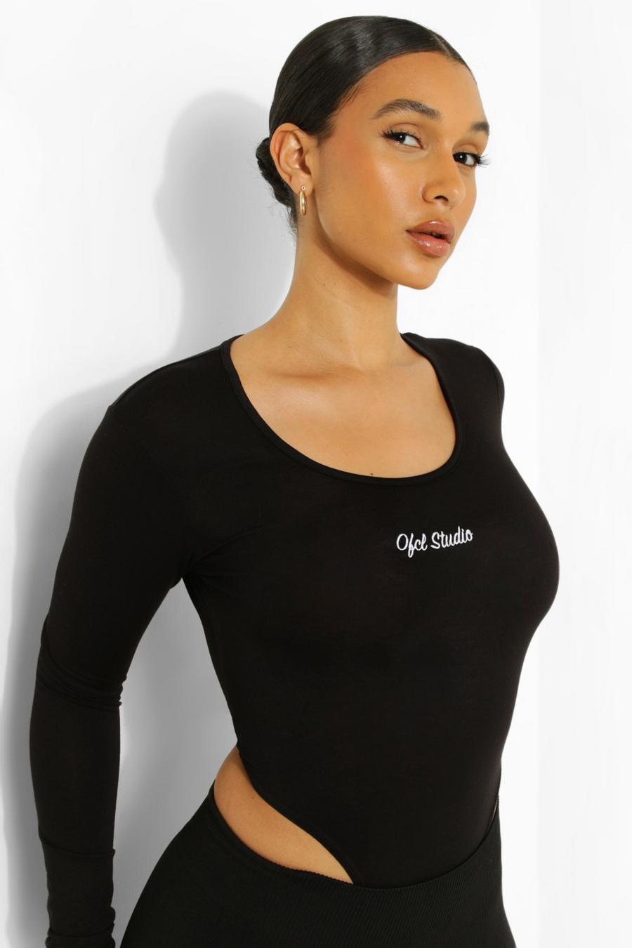 שחור בגד גוף עם שרוולים ארוכים Ofcl Studio image number 1